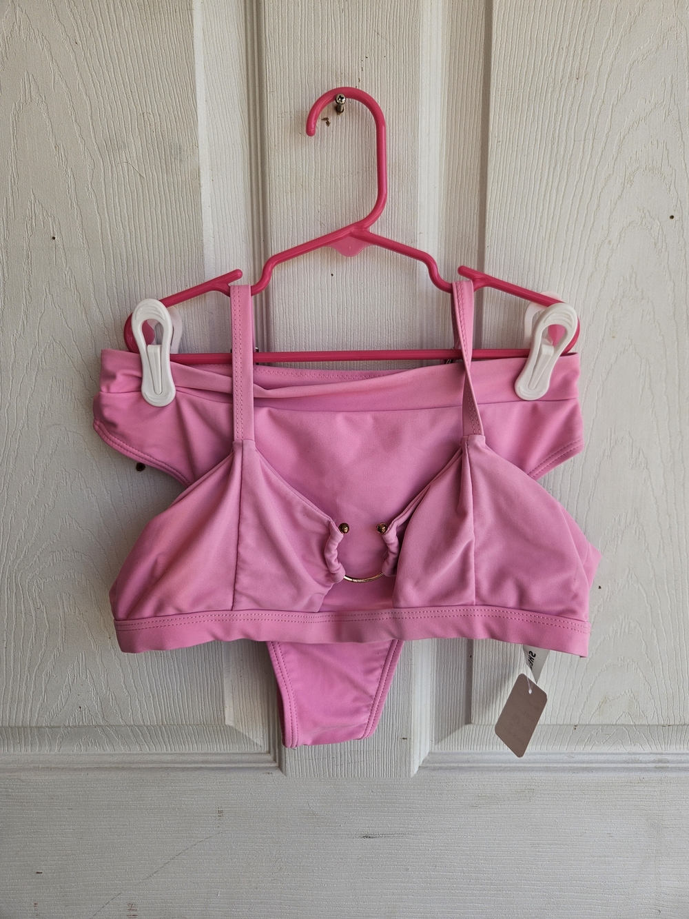 Unbranded Pink Ring-Detail Bikini Two-Piece Swimsuit Size Medium Beach Guc